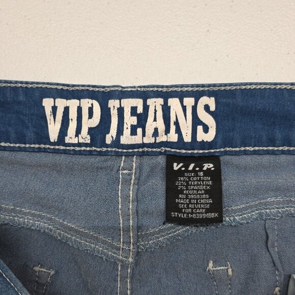 VIP JEANS Womens Size 16 Tall (Actual 35x30) Skinny Whiskering  EUC - Picture 7 of 12